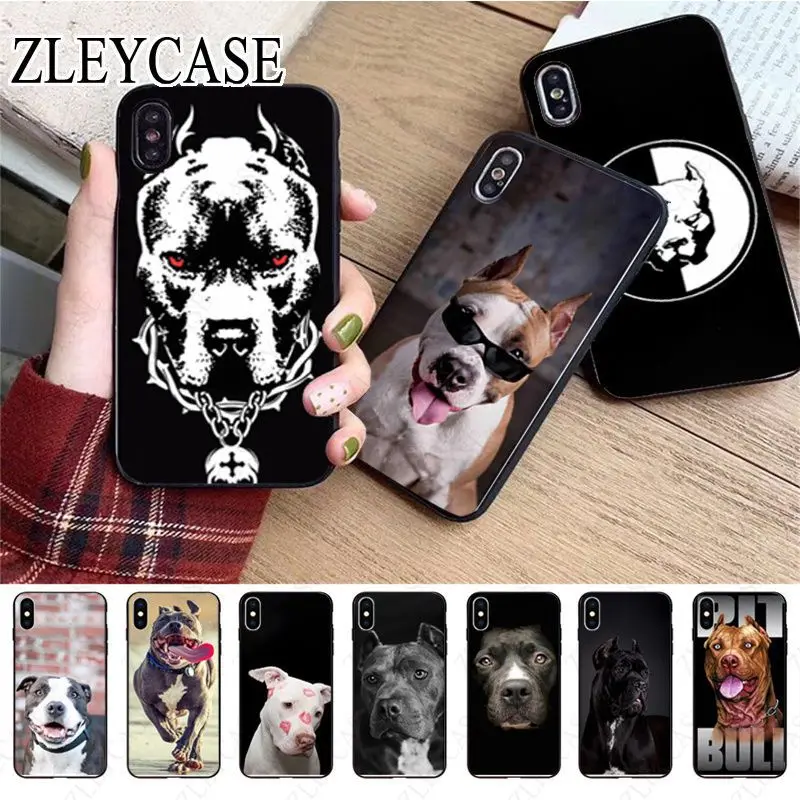 Pit Bull cool dog Black Phone Case For iphone 13pro 14pro 15pro 12pro 11pro xs max 7 8 XR 12mini 15plus 13mini SE 2020 cover