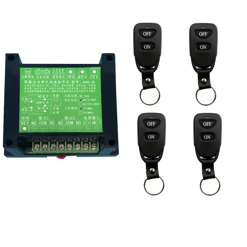 

DC12V 24V 36V 48V 2CH 2 CH Radio Controller RF Wireless Relay Remote Control Switch 315 MHZ 433 MHZ Transmitter+ Receiver