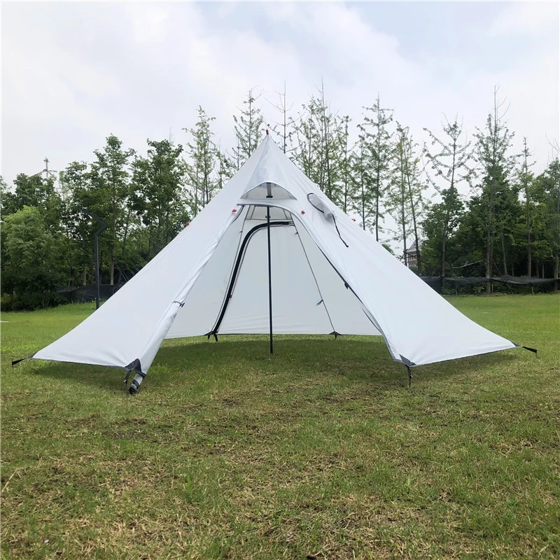 Ultralight Camping Pyramid Tent Large Sun Shade Shelter Teepee with Stovepipe Hole Backpacking Hiking Fishing Beach Outdoor Tent