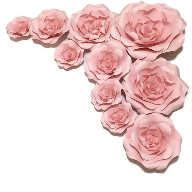 10pcs set Half Made Giant Paper Rose Flowers Showcase Wedding Backdrops Props flores artificiais para decora o