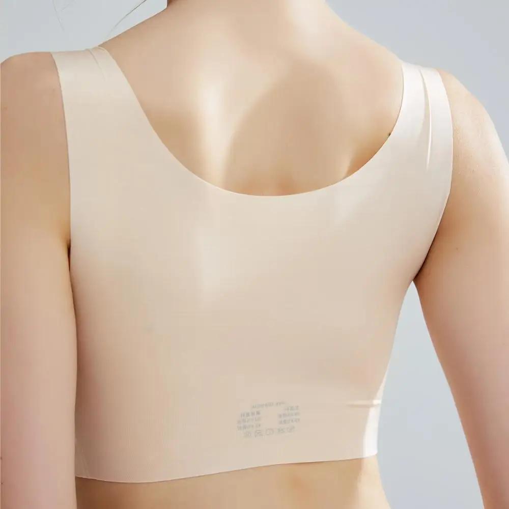 Ice silk trackless sleep bra without underwire thin style large size vest style comfy bra bra women summer