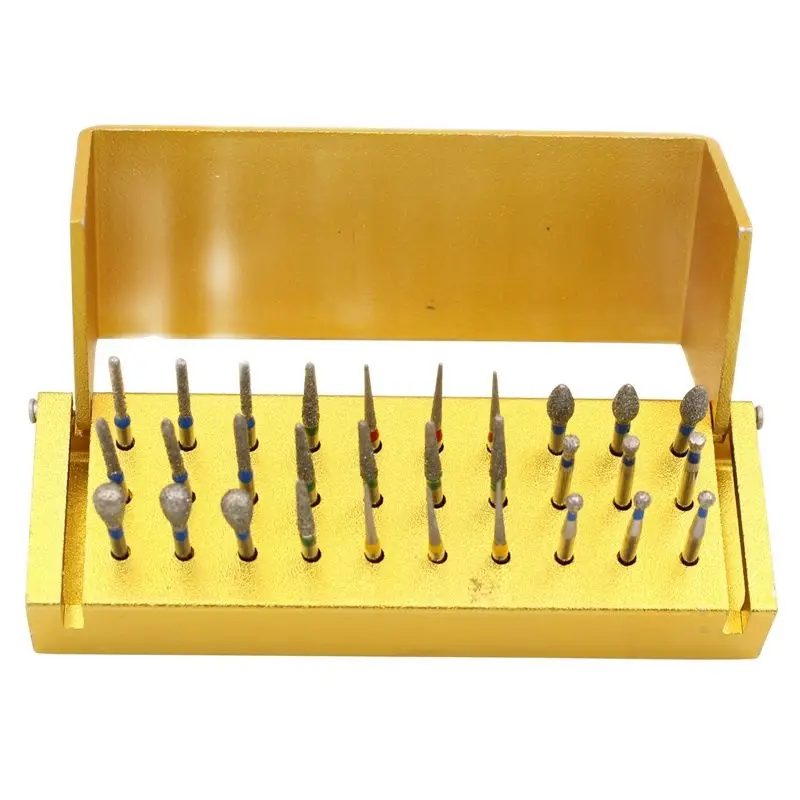 30Pcs/set Dental Diamond Burs for High Speed Handpiece Turbine + Burs Placement Box Dentist Drill Dental Lab Tools Instrument