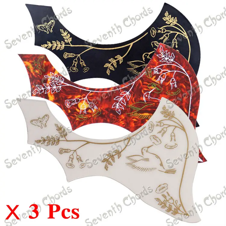 3 Pcs Hummingbird Flower Decorative Pickguard Pick Guard Anti-scratch Plate for Left handed Acoustic Guitar