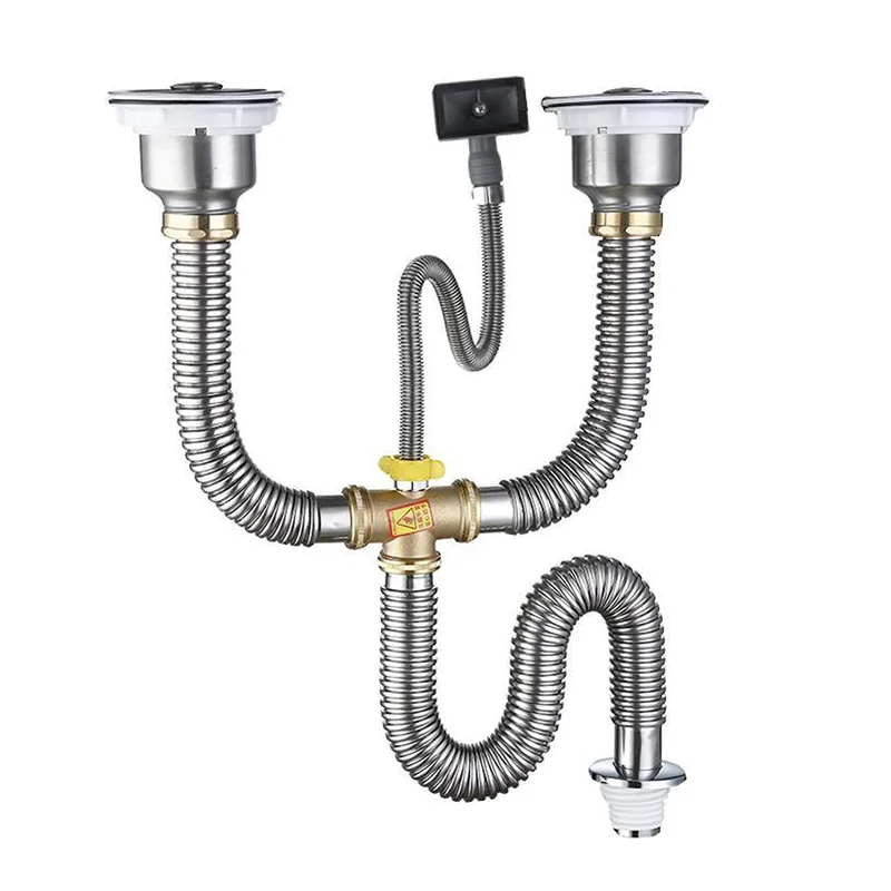 MTTUZK 110mm Küche Sink Drain edelstahl Abtropffläche Für Duble Spüle Spülbecken mit überlauf Abtropffläche + abflussrohr set