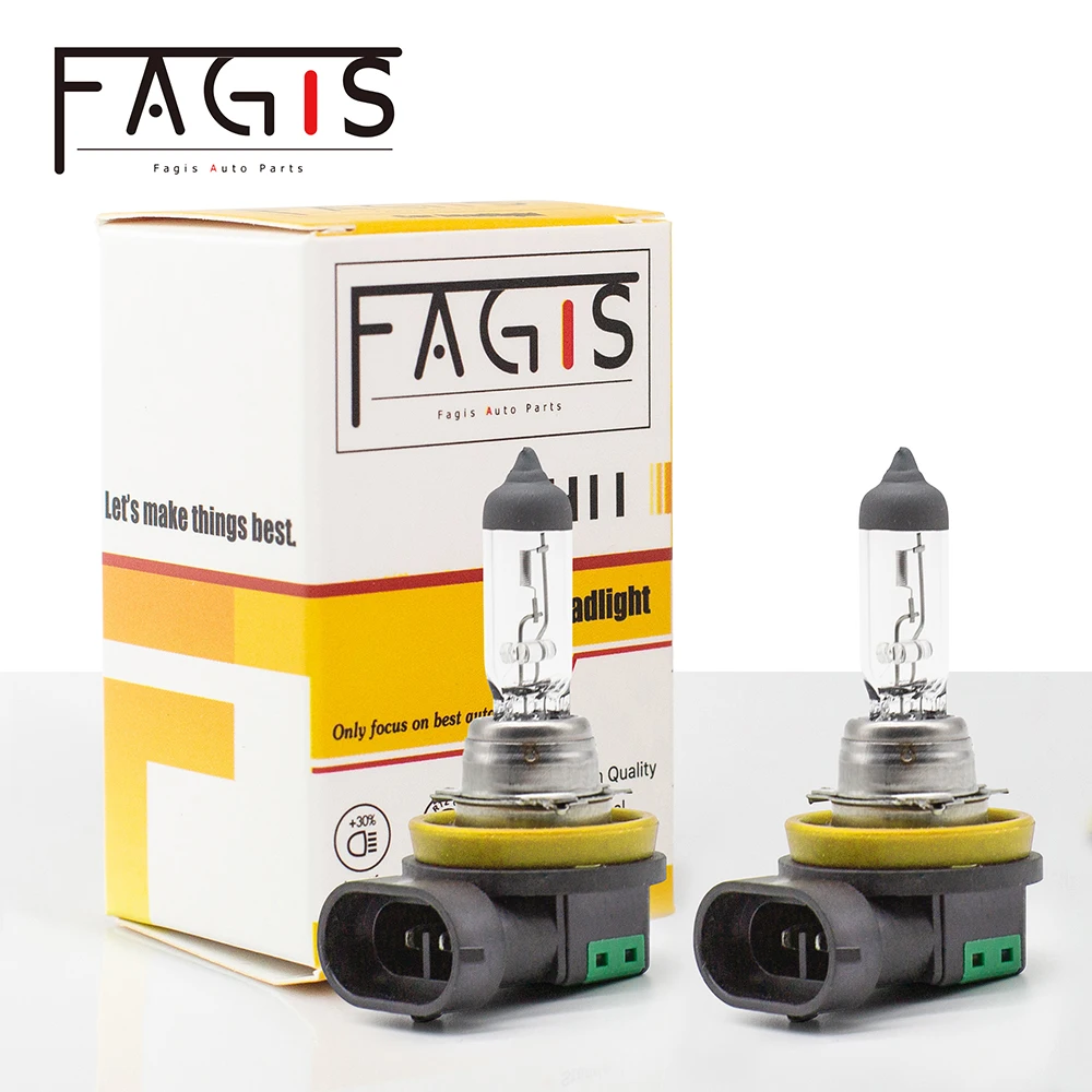 Fagis 2Pcs H11 55W 12V White Auto Halogen Bulbs Fog Lights High Power Car Clear Headlights Lamp Car Light Source Parking