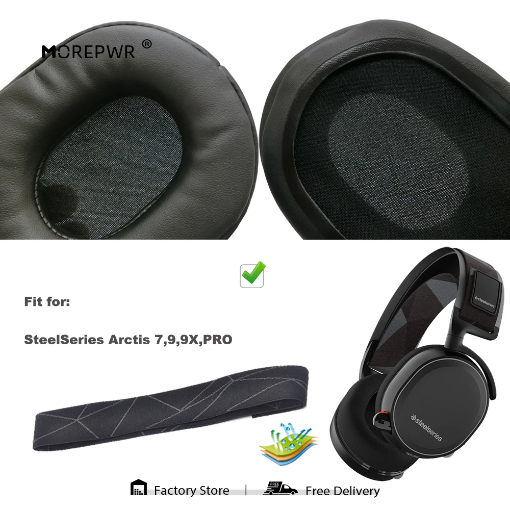 

Morepwr Replacement Ear Pads for SteelSeries Arctis 7,9,9X,PRO Headset Parts Leather Cushion Velvet Earmuff Earphone Sleeve