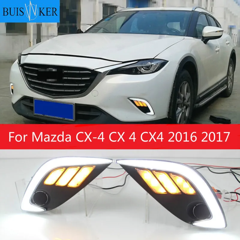

For Mazda CX-4 CX 4 CX4 2016 2017 yellow turnn Driving DRL Daytime Running Light fog lamp Relay LED Daylight style