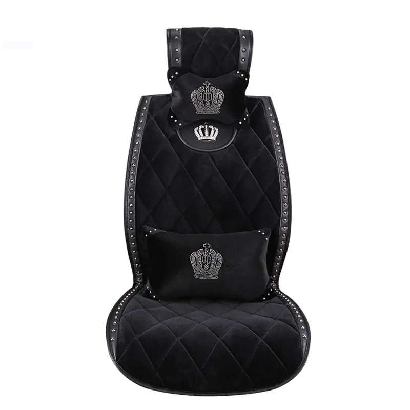 Winter Plush Fur Universal Car Seat Covers Styling Crown Rivets Auto Seat Cushion Auto Interior Accessories Front Seats Covers