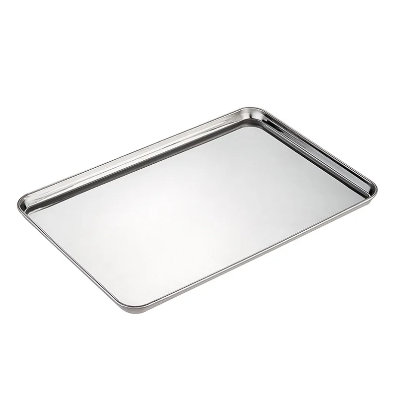 Stainless Steel Rectangle Storage Baking Tray Plates for Food Bread Container Steamed Sausage Dishes Tableware Kitchen Organizer