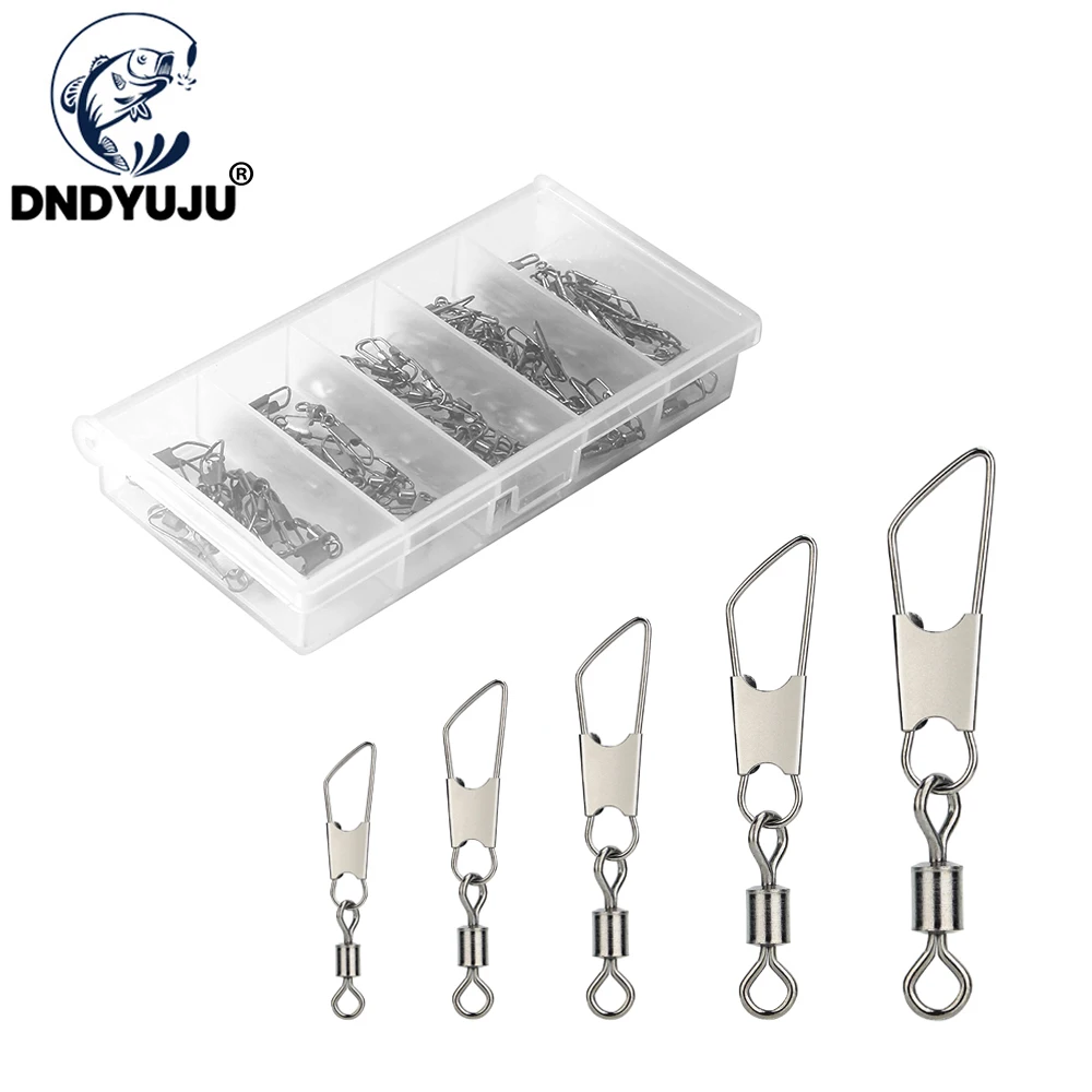 DNDYUJU 100pcs Fishing Accessories Eight-ring Connector Stainless Steel Snap Fishhook Swivels Tackle For Hooks Fishing 7#-14#