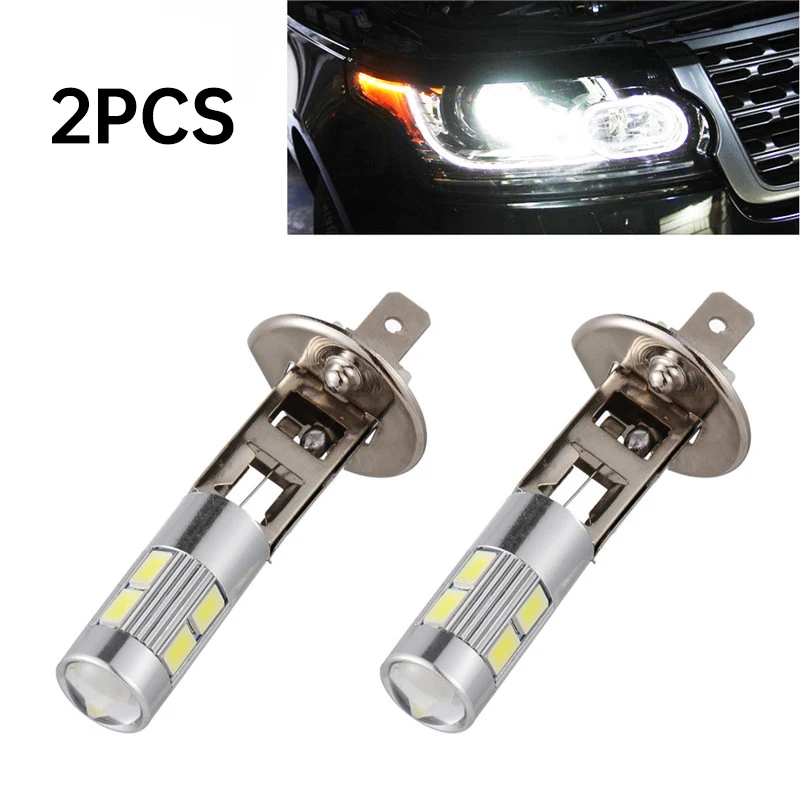 2Pcs H1 12V 5630 6000K DC LED Car Lamp Headlight Lamps Driving Light Bulb Motorcycle Lamp Car Accessory Auto Light Fog