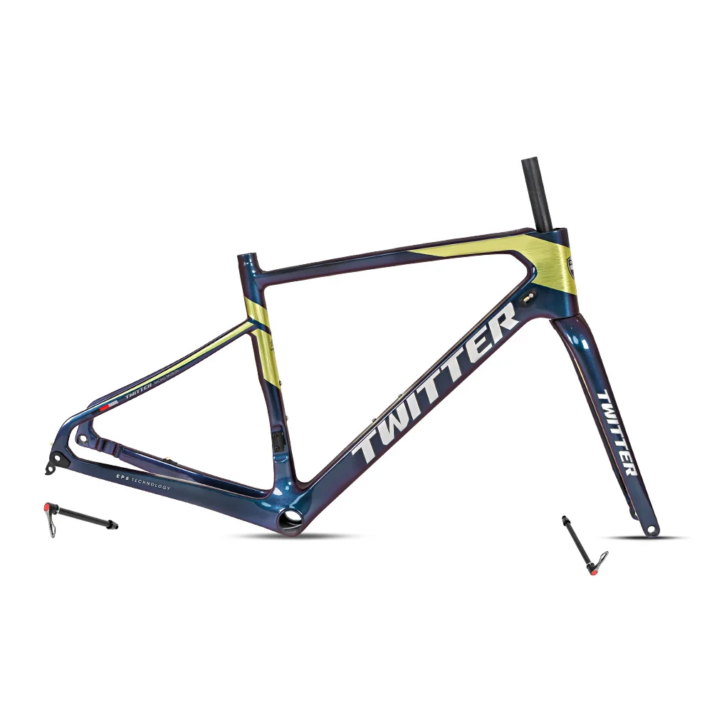 Twitter-Carbon Road Bike Frame, Full Color, BB92 * 41, Pressed Seat Post, 31.6, Clamp 34.9, Head Tube, 52*52, Cover, Disc Brake