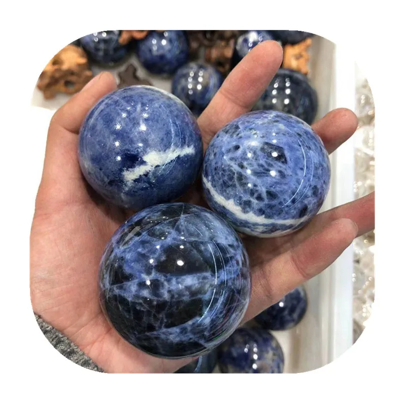 

Natural Sodalite Sphere Quartz Crystal Gemstone Power Ball minerals reiki Healing for home decoratio