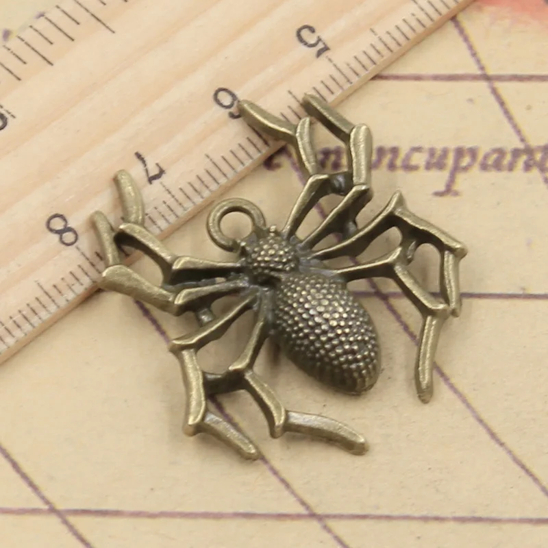 10pcs Charms Spider Halloween 35x32mm Tibetan Bronze Silver Color Pendants Antique Jewelry Making DIY Handmade Craft