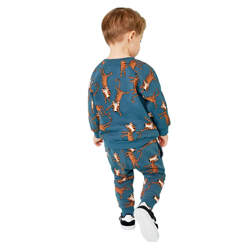   Jumping Meters 2-8T Baby Boys Clothing Sets Autumn Winter Cartoon Tiger Cotton Boys Girls Outfit Long Sleeve Shirt Pant