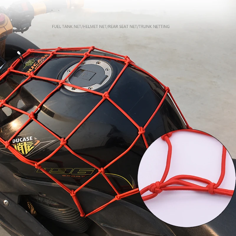 1 Pcs Motorcycle Luggage Net Helmet Mesh Fuel Tank Storage Rubber Band Luggage Compaction Storage Cargo Sorting Net