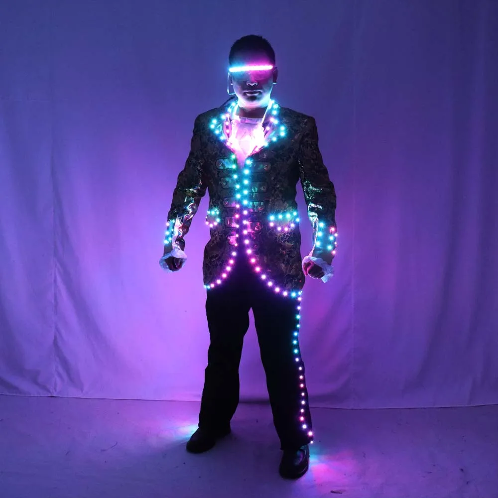 Digital Full Color LED Court Suit IC Remote Control LED Jacket for Bar Hosting, Wedding Men Dress Costume Tron suit