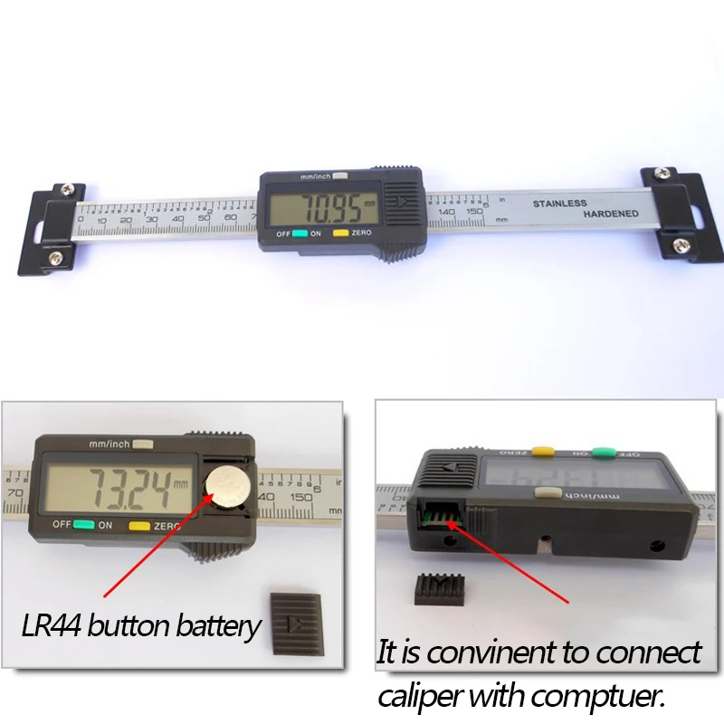 0-150/200/300/400mm Stainless Steel Digital Horizontal Scale Units Horizontal Electronic LCD Display Inch/MM Machinist Tools