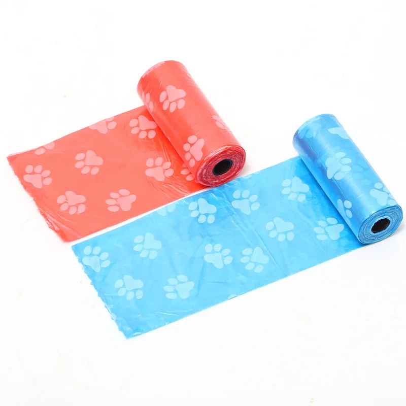 15 Bags Per Roll PE Dog Poop Bags Paw Print Pets Dogs Accessories for Dogs Cats Mascotas Products bolsas caca perro undefined