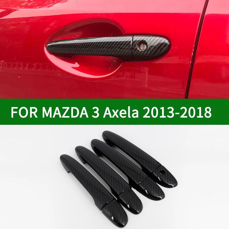 

Для 2013-2018 Mazda 3 Axela третьего поколения глянцевое углеродное волокно узоры боковые дверные ручки крышки планки 2014 2015 2016 2017