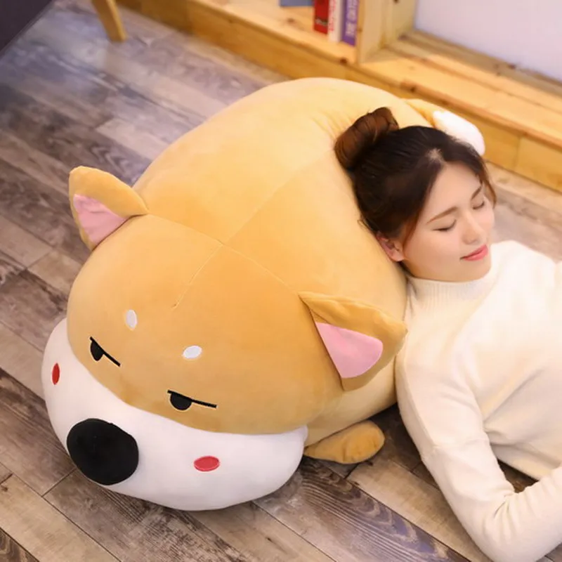 Cute Shiba Inu doll fat puppy soft toy giant cartoon corgi dog sleeping pillow for chilrend girl birthday gift 39inch 100cm