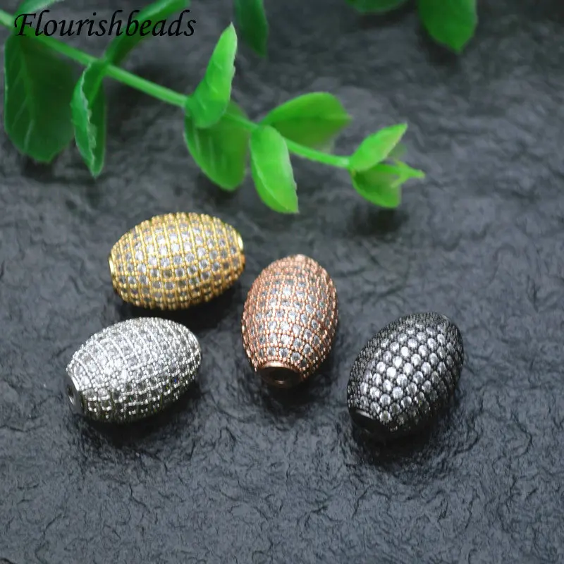 

10x20mm High Quality Muti Color Paved Real CZ Zircon Oval Tube Metal Beads DIY Fashion Jewelry Findings 5pc/lot