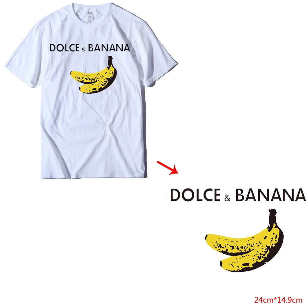 Dolce Banana Heat Transfer Iron On Transfers For Clothing Thermo Stickers Patch Thermocollant Washable DIY Graphic Stickers