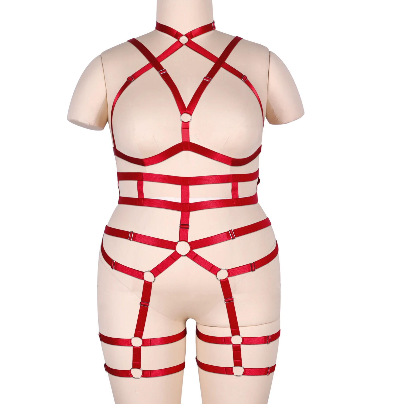 

Sexy Lingerie Set 2Pc Harness Belt Hollow Cage Bra Pole Dance Rave Exotic Apparel Underwear Women Plus Size Costume Punk Garters