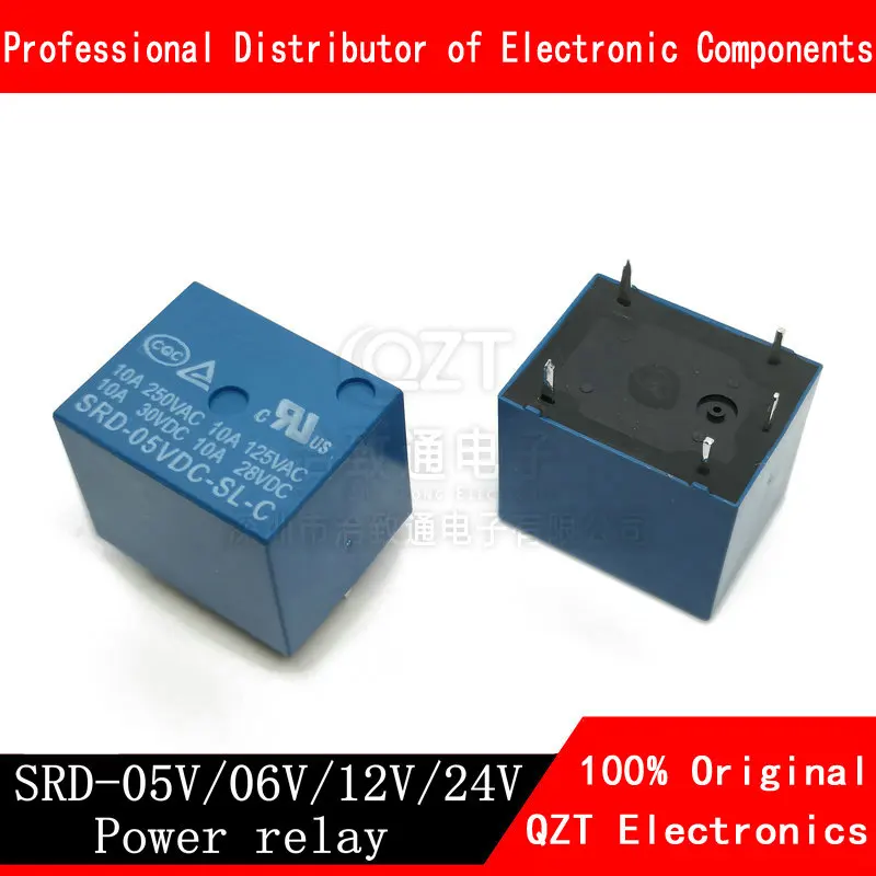 5pcs Relays SRD-05VDC-SL-C SRD-06VDC-SL-C SRD-12VDC-SL-C SRD-24VDC-SL-C 5 Pin DC 5V 6V 12V 24V 10A 250VAC 5PIN Power Relays