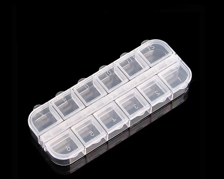 Wholesale 600pcs Storage Box Case for False Nails Eyelashes Scrapbooking Buttons Rhinestones Gems 12 Cell Jewlery Organizers SN