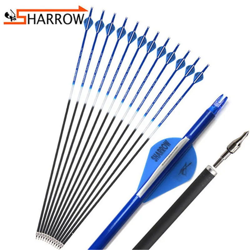 12/24pcs Outdoor Hunting 31.5inch Carbon Arrow Spine500 Bow And Arrow Shooting Training Mix Carbon Shaft For Archery Accessories