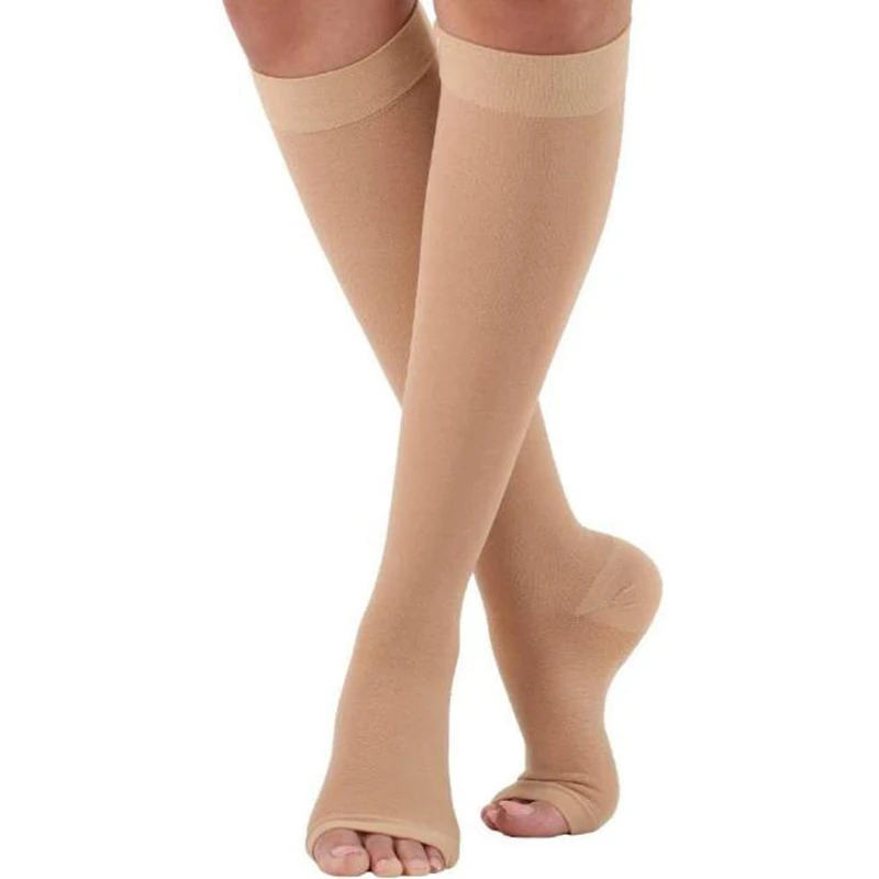 S-XXL Compression Stockings Calf Riding Socks Stretch Open Toe Knee-Length Socks Suitable For Varicose Vein Compression Stocking