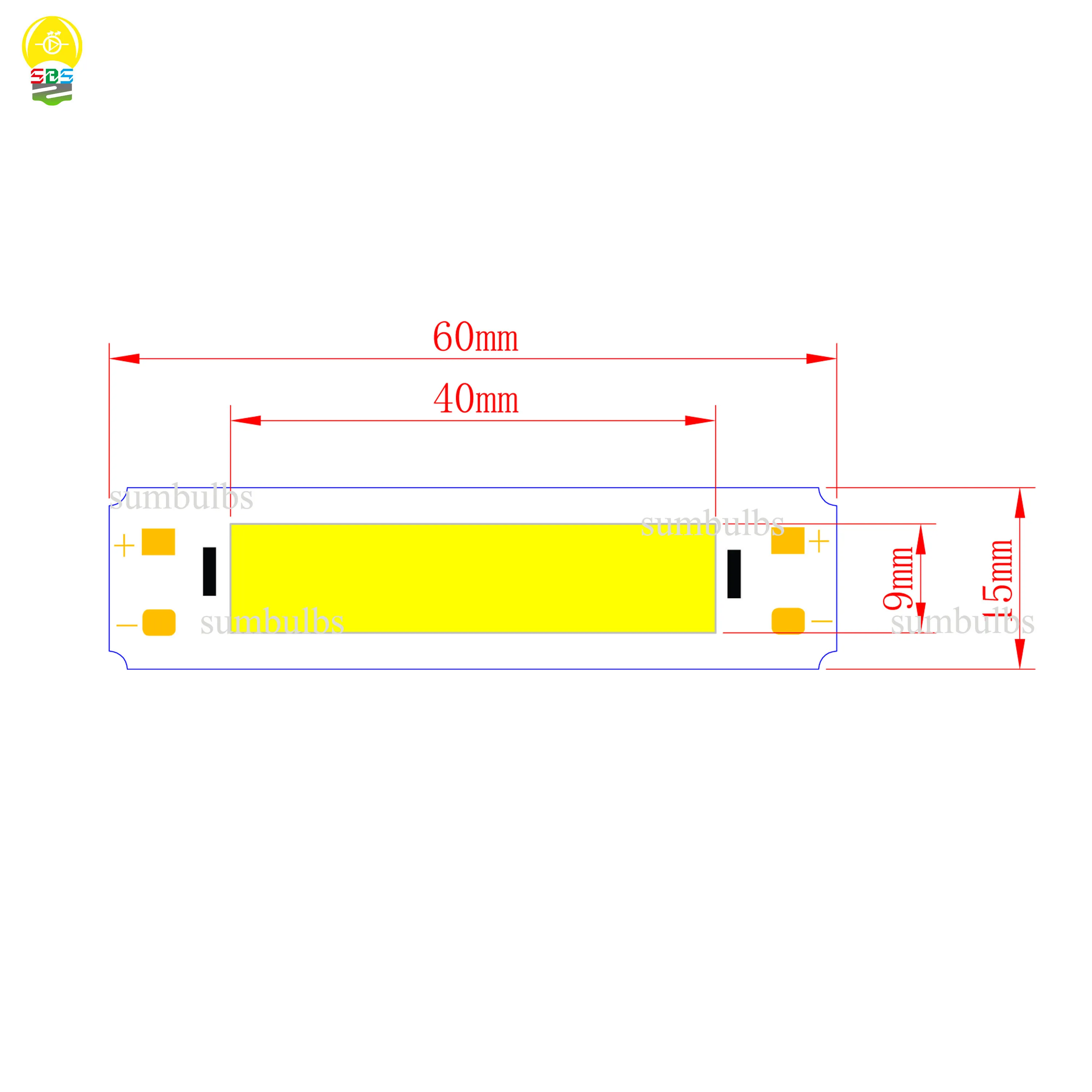 60*15mm DC 5V USB led light source 2W LED COB Chip on board warm cold white strip bar lighting bulb for DIY work lights