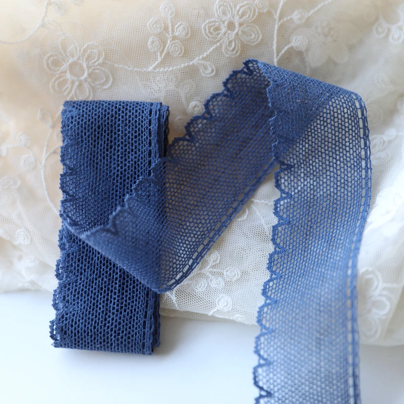 5meters/lot 38mm wide Denim blue cotton laciness cute blue clothing thin cotton lace trim accessories X173