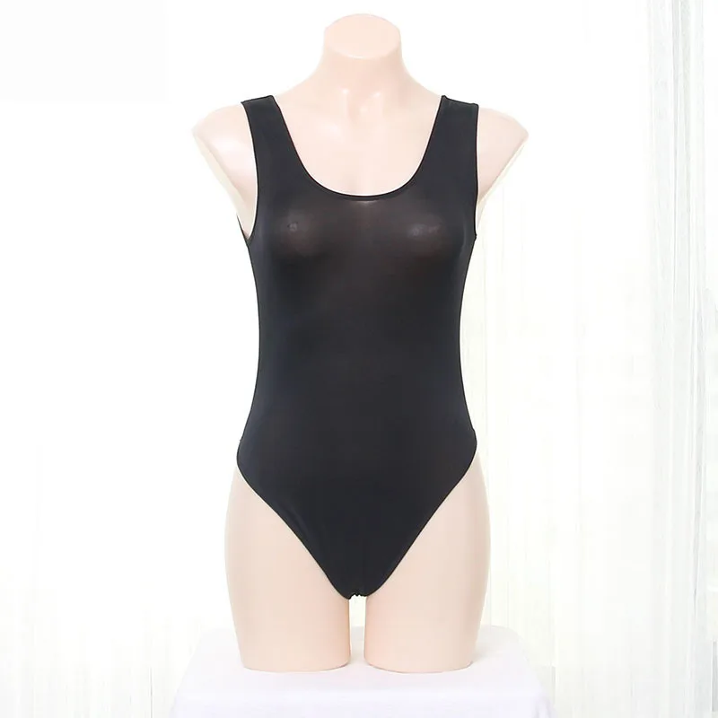 

Sukumizu Summer Black Bodysuit Women Casual Comfort Scoop Neck T-Shirts Basic Swimsuit Jumpsuit Body Femme Transparent Swimwear