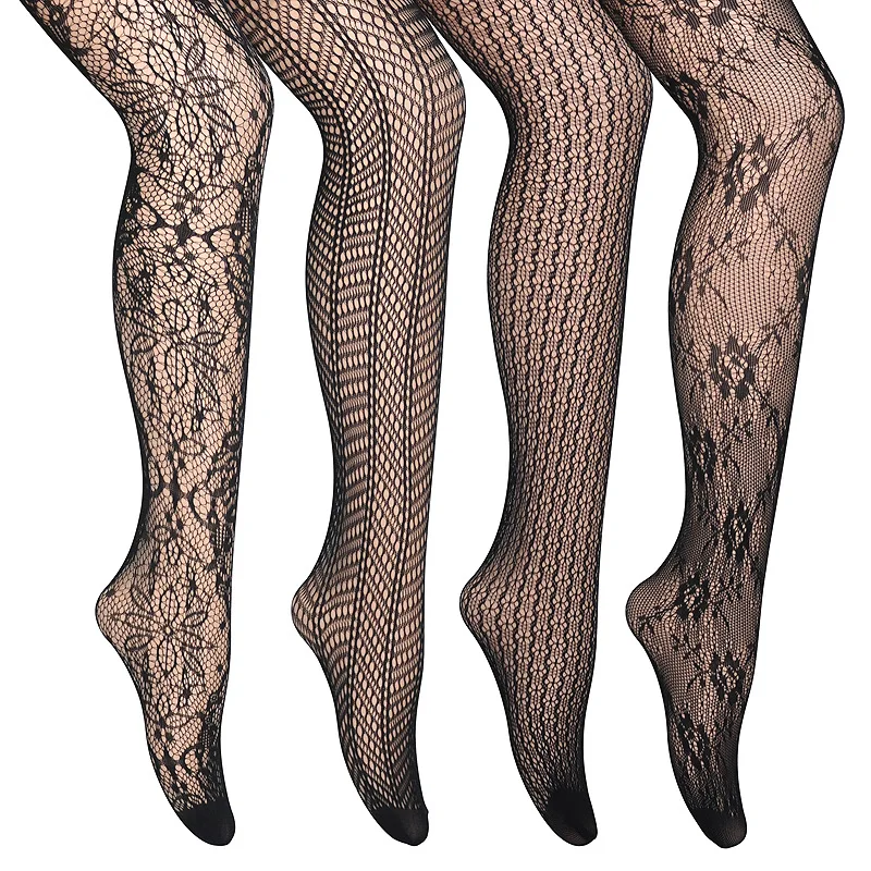 European And American Jacquard Rose Net Pantyhose Fishing Sexy Fun Big Flower Summer Accessories Tights 3PCS Mesh