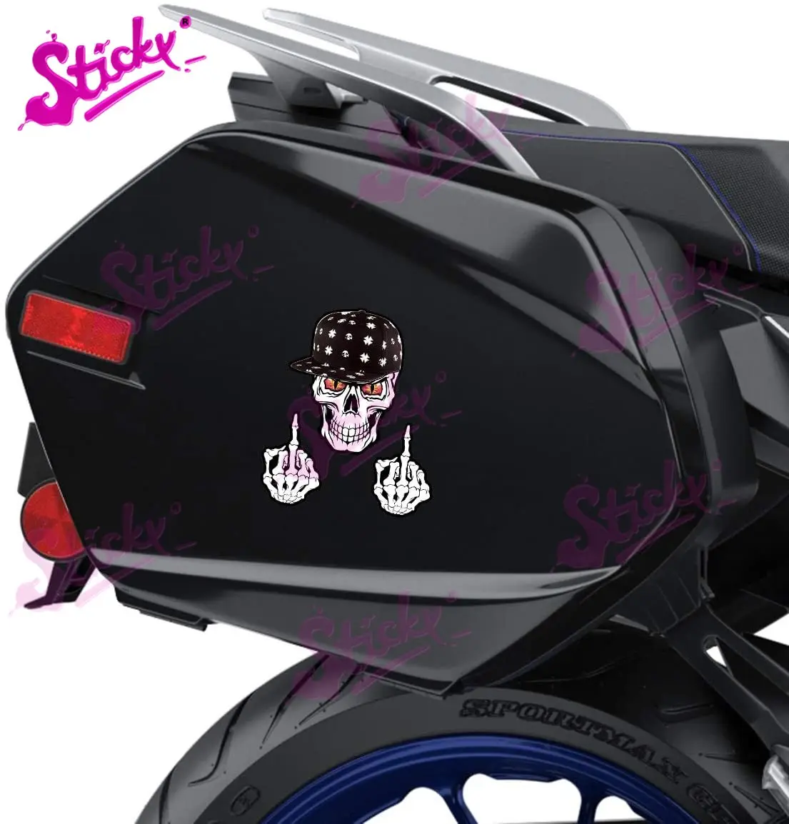 STICKY Laminated Sticker Decals Punisher Skull Middle Finger Bull Flame Waterproof for Car Motorcycles Mopeds Bicycles Laptop