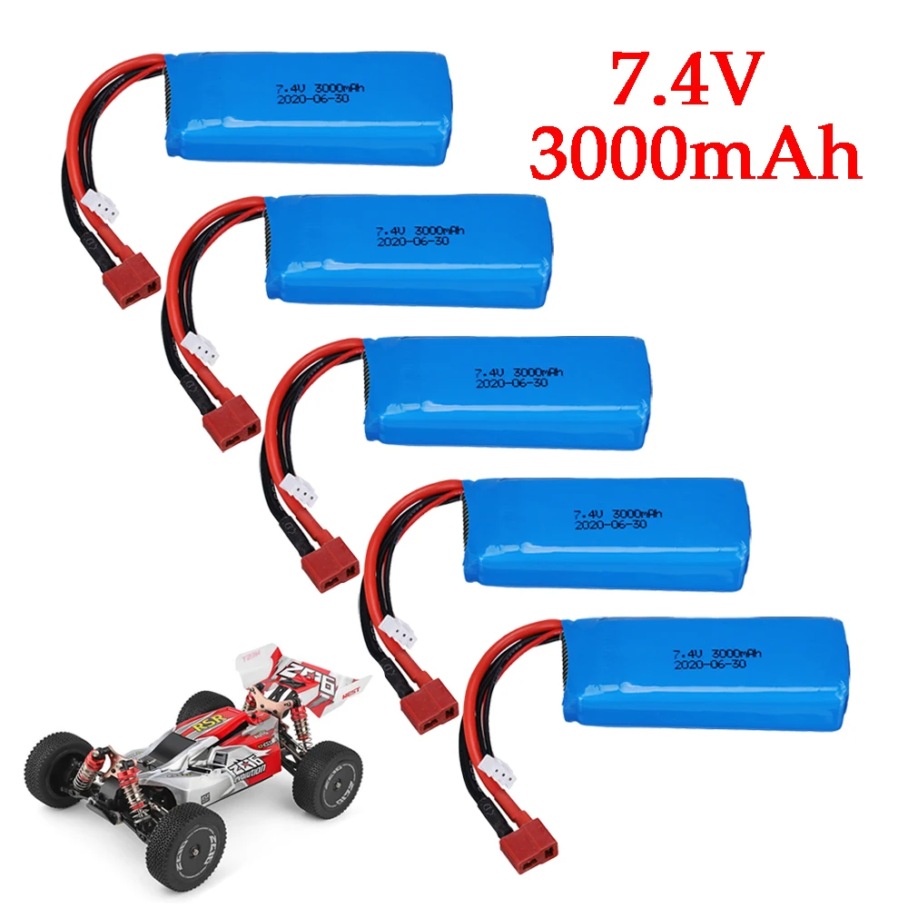 1-5pcs 7.4V 3000mAh Lipo Battery 2S For Wltoys 144001 12423 12428 124018 124019 RC High Speed Racing Car R/C truck spare Battery