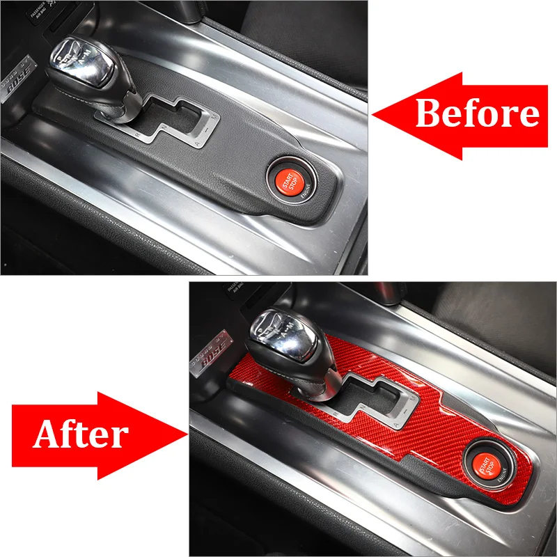 لنيسان GTR R35 2008-16 ملصقات لوحة التروس المخصصة لينة ألياف الكربون الأحمر ديكور السيارات الداخلي تعديل الملحقات