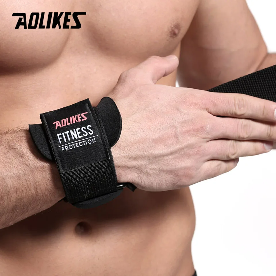 AOLIKES 1 Pair Weight lifting Wrist Straps Fitness Bodybuilding Training Gym CrossFit lifting straps with Non Slip Flex Gel Grip