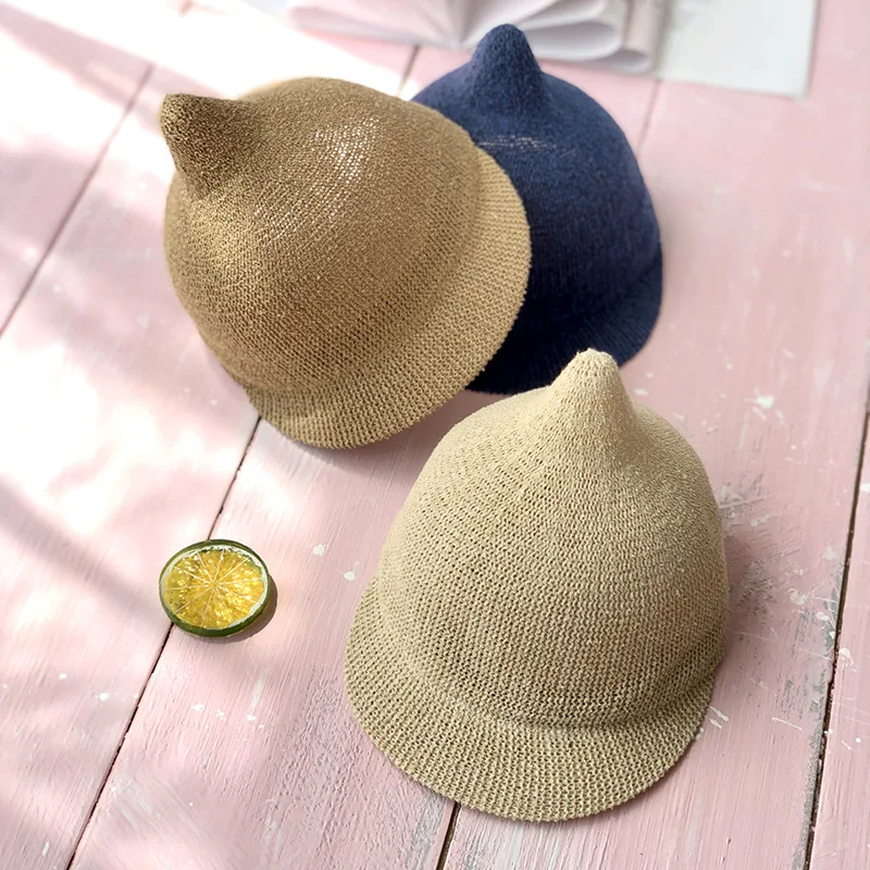 Newborn Infant Baby Girl Boy Cute Modeling Children's Straw Hat Toddler Kid Solid Dome Sunshade And Windshield 6M-18M