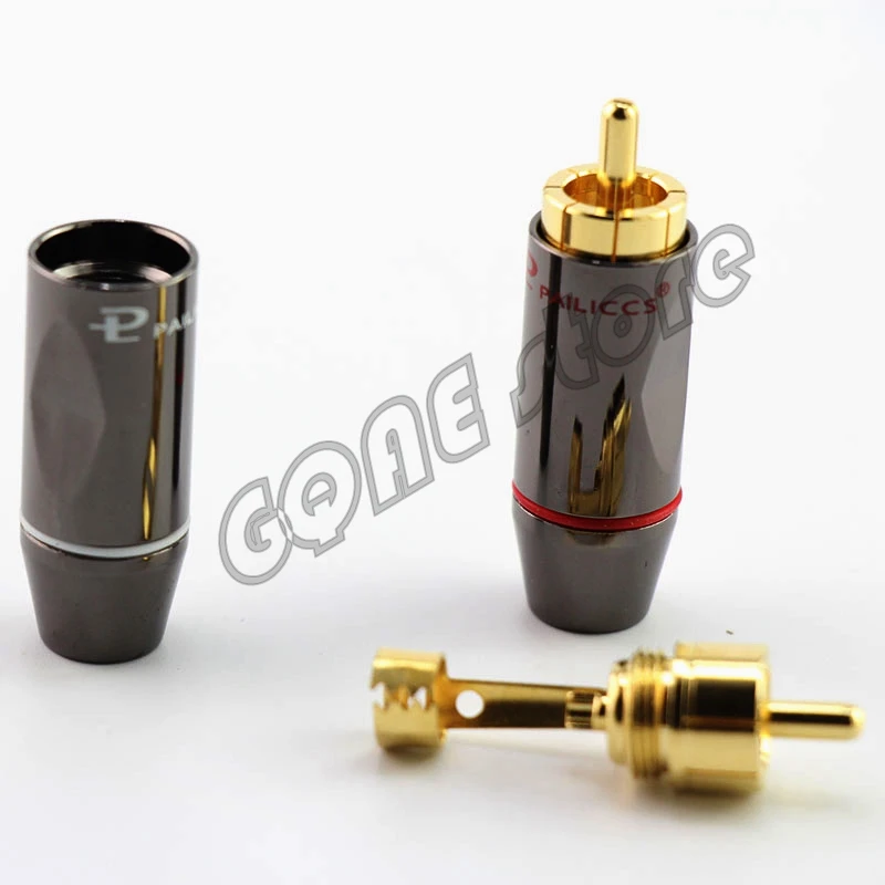 金メッキ真鍮Hifi RCAプラグ,RCAケーブルアダプタコネクタ,CDおよびDVDプレーヤー,オーディオおよびビデオ,4個