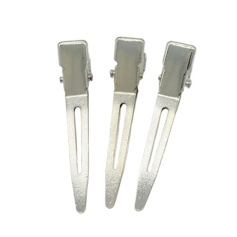 20 Stück 1 3/4 Zoll 45 mm silberne Nickel-Farbe Entenklammer mit einer Zinke, Metall-Haarspange, Krokodilklemme – Detail 2
