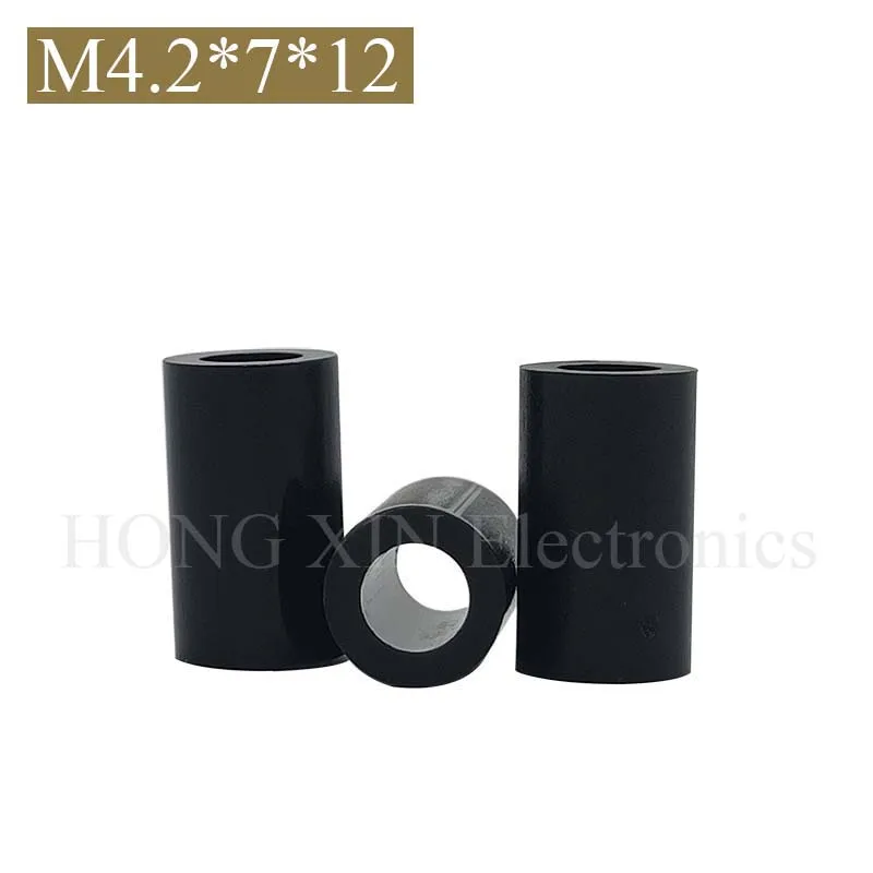 【 M4.2 * 7*12 】Black Abs Rround Spacer Standoff Nylon Non-Threaded Spacer Ronde Hollow Standoff Wasmachine