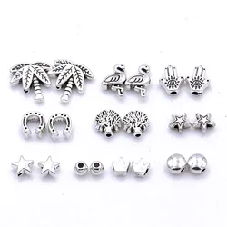 30PCS 10 Styles Stars Tree Horseshoe Flamingo Spacer Bead Animal Plant Charms For Diy Bracelets Necklace Jewelry Handmade Making