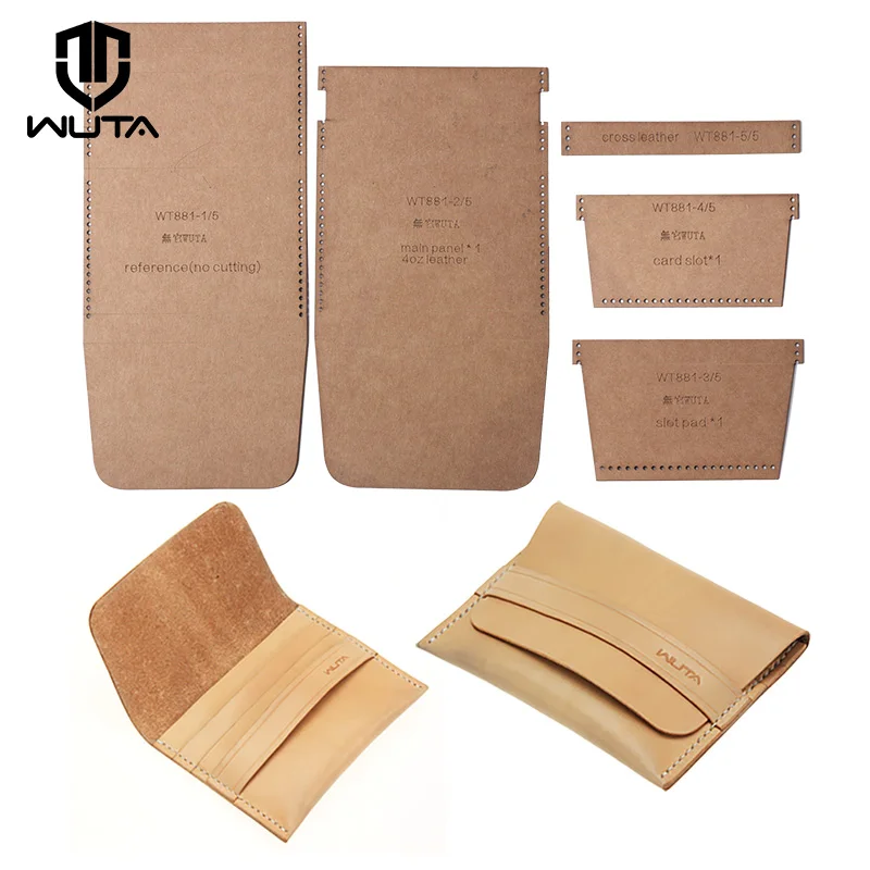 WUTA 881 Leather Kraft Paper Template for DIY Making Mini Card Holder,Women Small Purse,Men Creative Short Wallet Handmade Gift