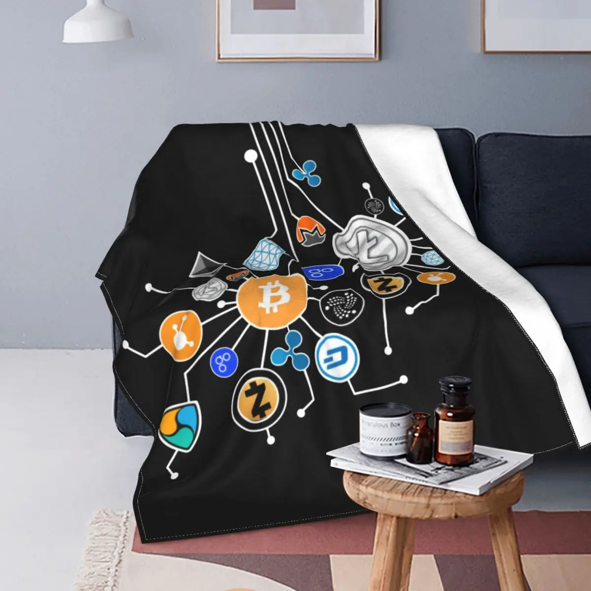 Cryptocurrency Blanket Cover Bitcoin Crypto Btc Blockchain Geek Fleece Throw Blanket Bedding Couch Decoration Soft Bedspreads