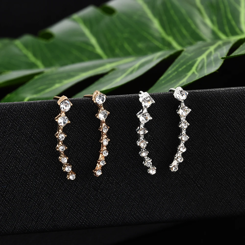 2020 NEW 1pair rhinestone ear cuff  Wrap earring gold piercing ears clips cartilage statement clip earring for women pendientes