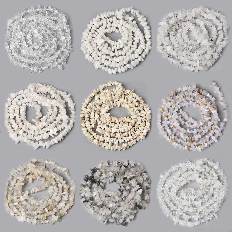 Piedra Natural Irregular de 3-5MM, cuentas de grava de Chip blanco de forma libre, piedra lunar de cuarzo, Coral blanco para hacer joyas, pulsera y collar