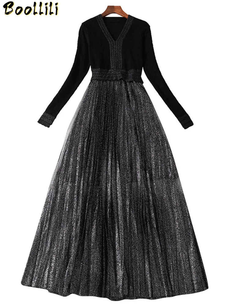 

Dress Boollili Party Women Spring Autumn Dress WomenClothes 2023 Black Dress Vintage Sweater Dress Elegant Vestidos Robe Femme